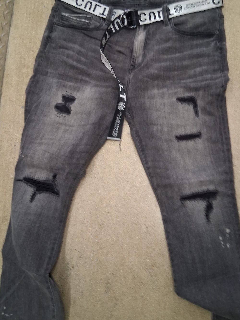Cult of Individuality Men's Distressed Black-Grey Skinny Jeans!